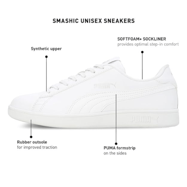 Puma mens Smash V2 L White-White Sneakers - Image 2