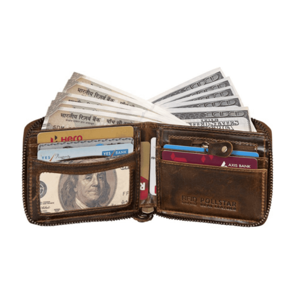 SEENU Mens Tan Album Leather Wallet/Brown 2 - Image 3